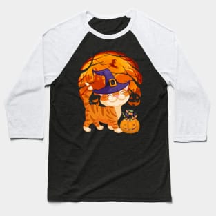 Cat pumpkin witch Baseball T-Shirt